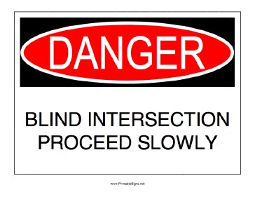 Printable Blind Intersection Sign