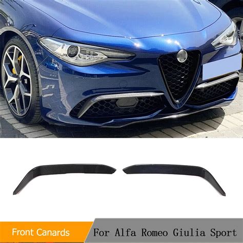 Carbon Fiber Car Front Bumper Canards Fins Fog Light Covers For Alfa