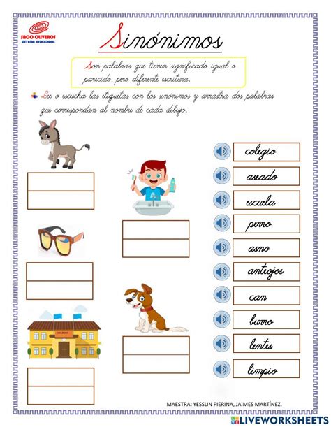 Sinónimos Online Exercise For Primero Live Worksheets
