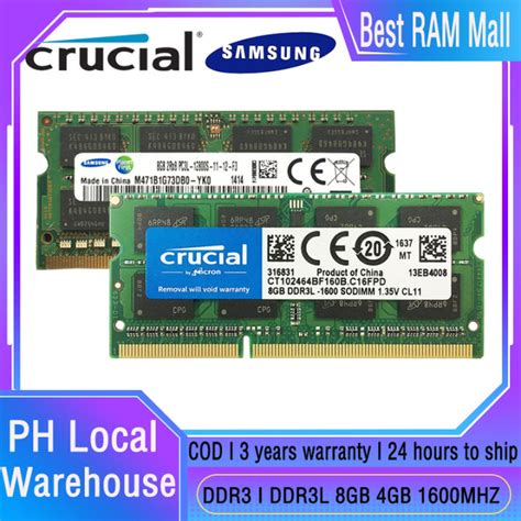 【3 Years Warranty】crucialsamsung Ddr3ddr3l Ram 8g 4g 1600mhz Pc3