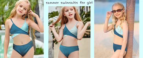 Amazon Aulyffo Girls Swimsuits Bikini Set Two Piece Swimsuit Criss Cross Bathing Suit Girls