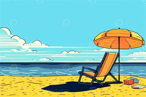 Colorized Drawing of a Summer Beach generative AI 28366147 Stock Photo ...