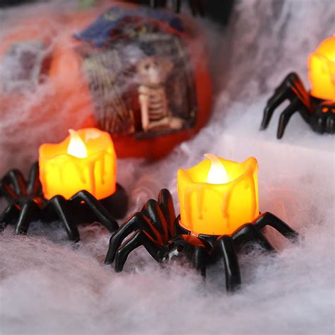 12 Pack Halloween Spider Candles Tealights Led Spider Candles Lights