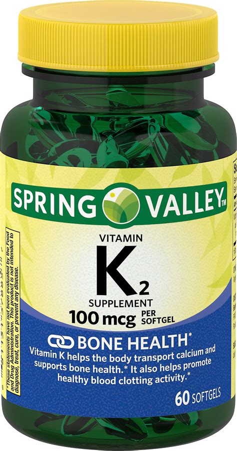 Spring Valley Vitamin K2 Softgels 100 Mcg 60 Count Fruugo Uk