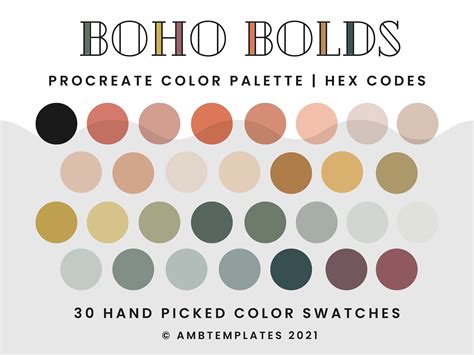 Boho Procreate Color Palette Color Swatches IPad Color Palette