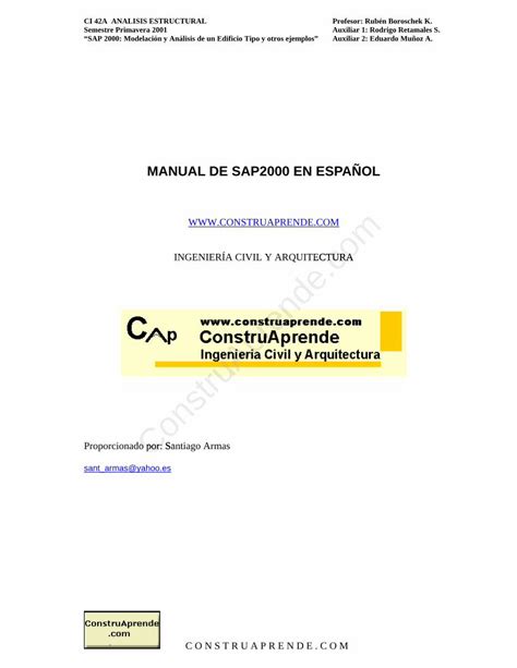 PDF INGENIERÍA CIVIL SAP 2000 Modelación y Análisis de un