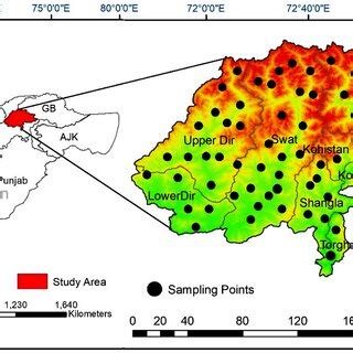 Map of the study area showing the locations of the sampled districts in ...