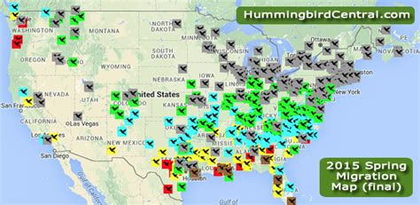 2015 Hummingbird Spring Migration Map 2015 Hummingbird Sightings