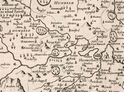 Old Map of Shropshire in 1611 by John Speed Shrewsbury - Etsy UK