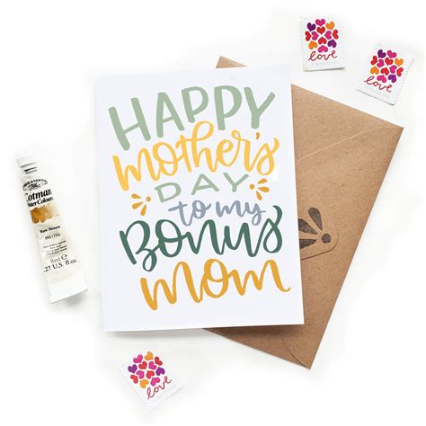 Bonus Mom Mothers Day Card Mom Cards Happy Mothers Day Card Mother