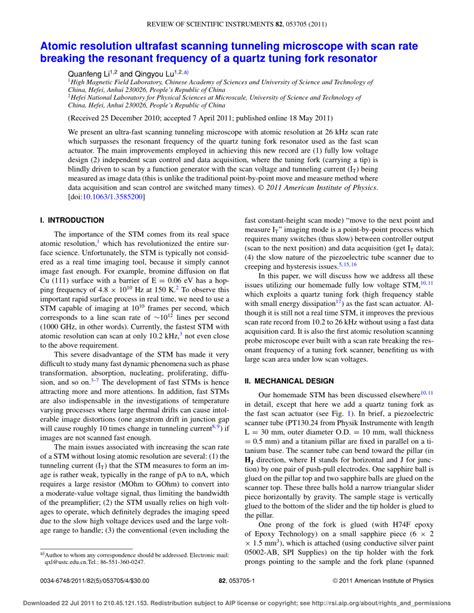 Pdf Atomic Resolution Ultrafast Scanning Tunneling Microscope With Scan Rate Breaking The