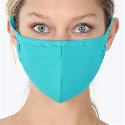 Ice Blue Cotton Face Mask With Filter Pocket