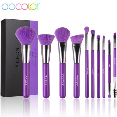 Купить Docolor, 10 шт., фиолетовые кисти для макияжа, синтетические ...