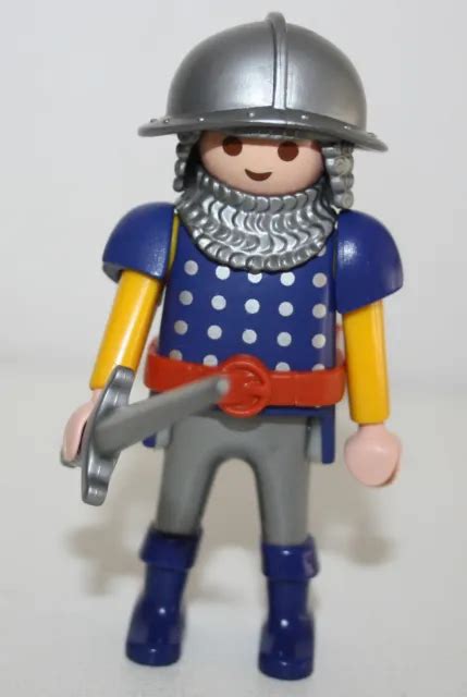 Playmobil Chevalier Soldat Lion Bleu Grand Chateau Royal Moyen Age