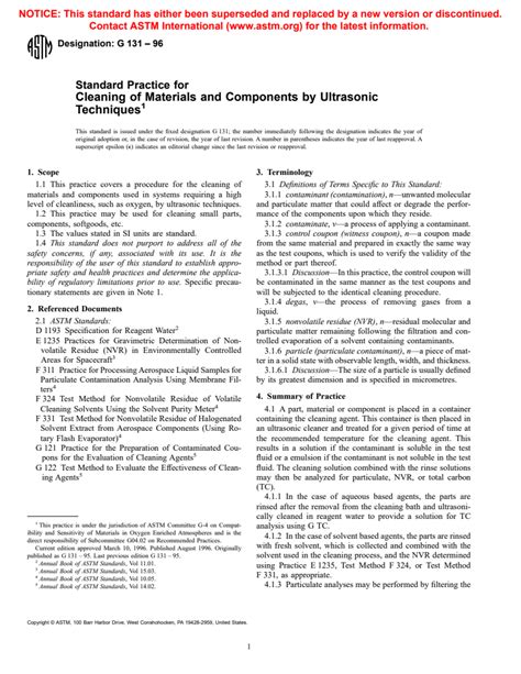 Astm G Standard Practice For Cleaning Of Materials And