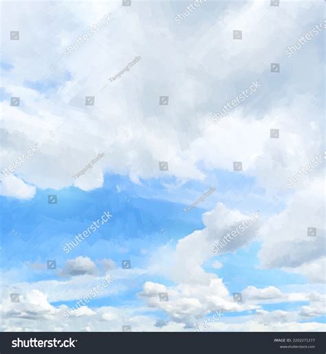 Oil Painting Blue Sky Clouds Background Stock Illustration 2202271277 ...