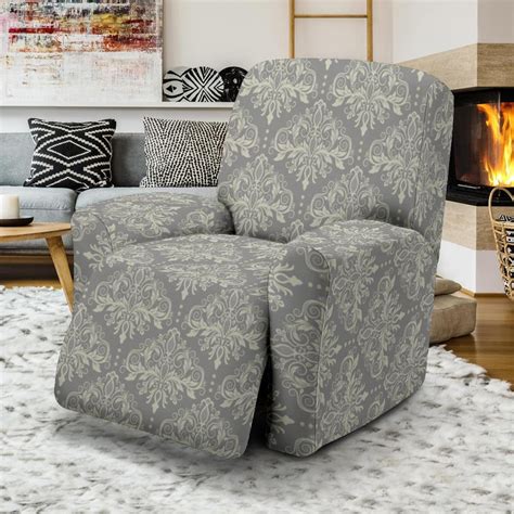 Damask Grey Elegant Print Pattern Recliner Slipcover Jtamigocom