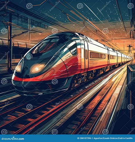 Cartoon Illustration of a High Speed Train. Stock Illustration - Illustration of transportation ...