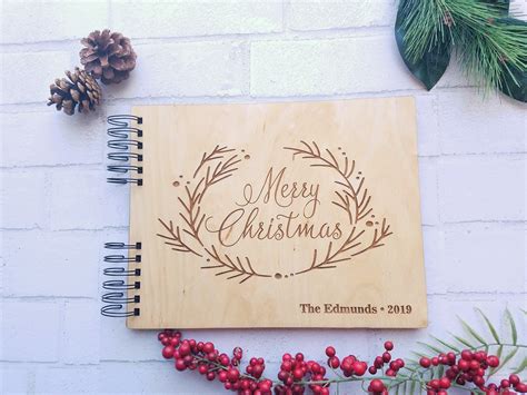 Merry Christmas Wreath Personalized Holiday Card Photo Album - Etsy