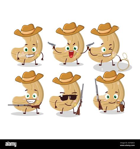 Cool Cowboy Cashew Nuts Cartoon Character With A Cute Hat Vector