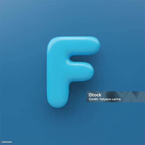 3d Blue Uppercase Letter F With A Glossy Surface On A Blue Background