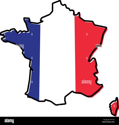 Simplified Map Of France Outline With Slightly Bent Flag Under It