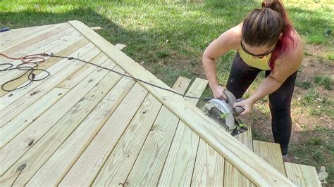 Diy Floating Deck Part 4 Trimming Deck Boards And Rounding The Edges