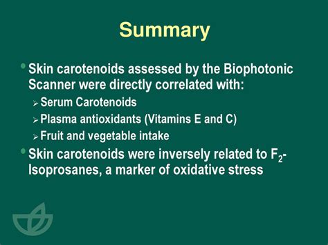 Assessment Of Human Carotenoid Status Using Raman Spectroscopy Ppt