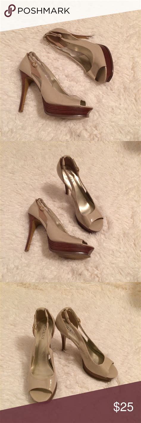 Guess Ivory Open Toe Sling Back High Heels Size 8 Heels Guess Shoes