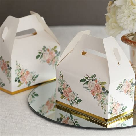 Sets Of Sage Green Leaf Print Gable Boxes Party Favor Boxes Gift