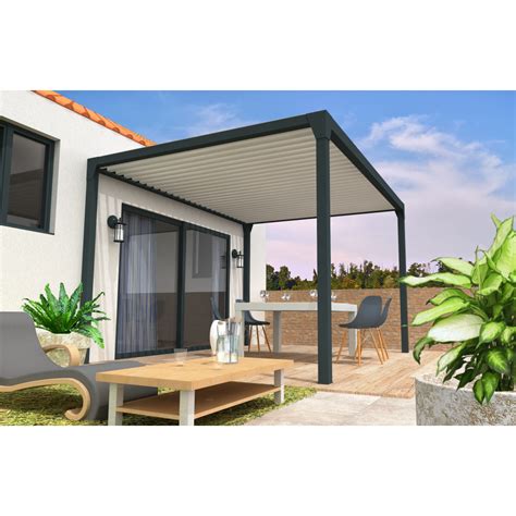 Pergola Bioclimatique Beryl Ilot Mixte Gris Anthracite Blanc X