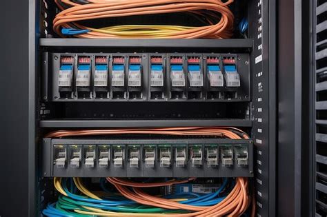 Premium Photo Network Switch And Ethernet Cables In Rack Cabinet