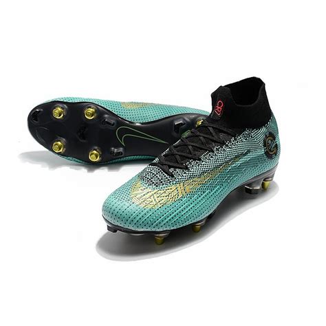 Ronaldo Nike Mercurial Superfly Vi Elite Anti Clog Sg Pro Boots Blue Gold