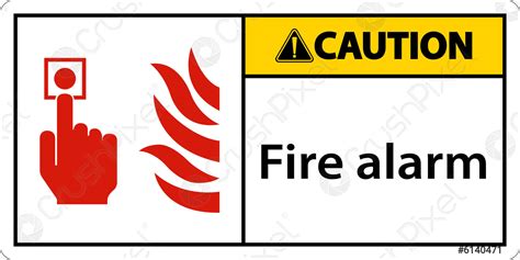 Caution Fire Alarm Sign On White Background Stock Vector 6140471