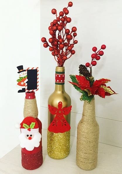 20 Diy Botellas Decoradas De Navidad