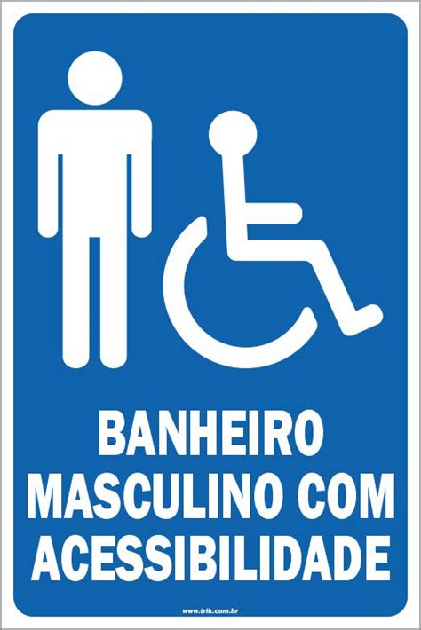 Placa De Acessibilidade Banheiro Masculino Acessibilidade Trik