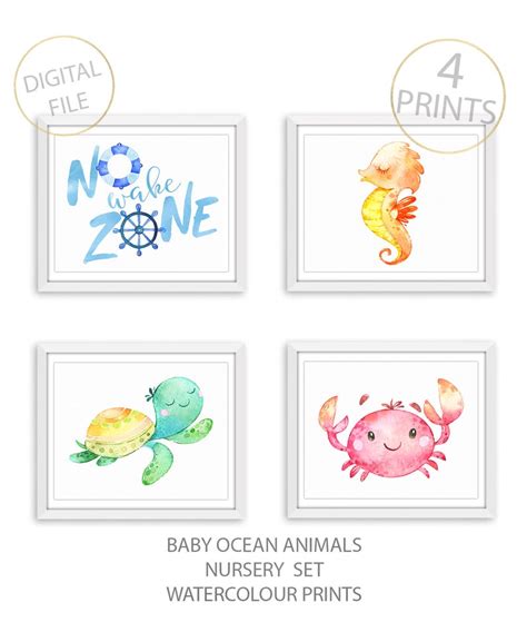 Baby Ocean Animals SET of 9 Nautical themed nursery Ocean | Etsy