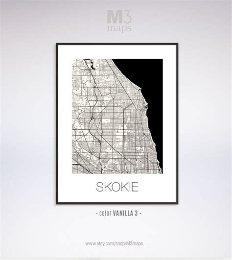 Skokie Illinois Skokie IL Map Skokie Map Skokie Print - Etsy