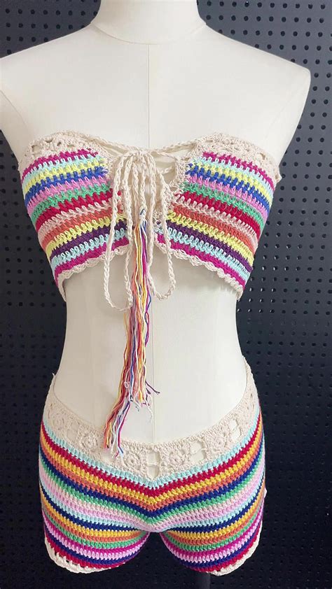 Handmade Crochet Bikini Vest Sexy Custom Swimwear Design Women Crochet