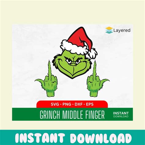 Grinch Middle Finger Svg | Grinch Face | Grinch Finger Svg | - Inspire ...