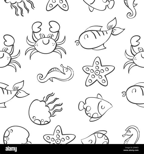 Fish Pattern Hand Draw Style Stock Vector Image And Art Alamy