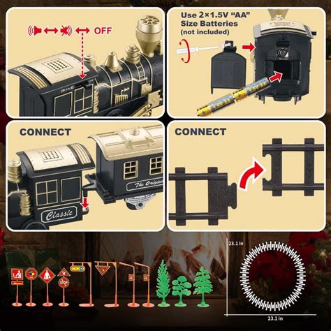 JUQU Juego de tren eléctrico con luces y sonidos encendidoapagado