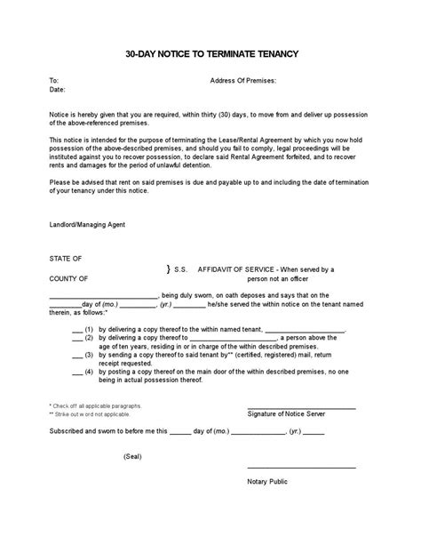 Editable 30 Day Notice Letter Template Excel Sample Published By Archie Fraser Termination Of