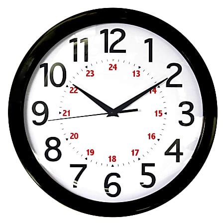 Realspace Round 24 Hour Wall Clock 12 Black Office Depot