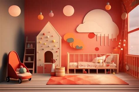 Premium Ai Image Modern Child Bedroom Interior Design In House With