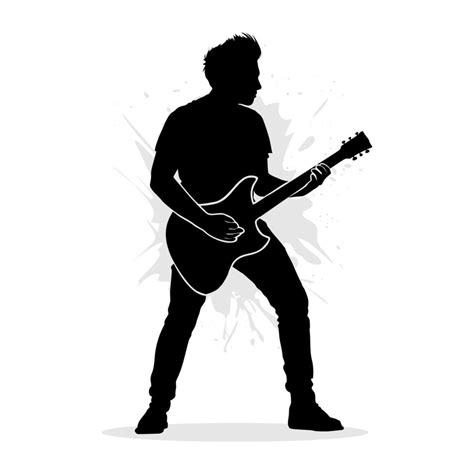 Silhouette Of A Band Guitarist Vector Illustration 11828751 Vector Art