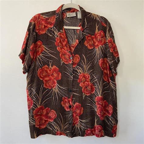 🌺 Vintage 90s Hawaiian Top 🌺 Womens Xl No Depop