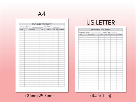 Employee Time Sheet, Time Card Template, Work Schedule Employee ...