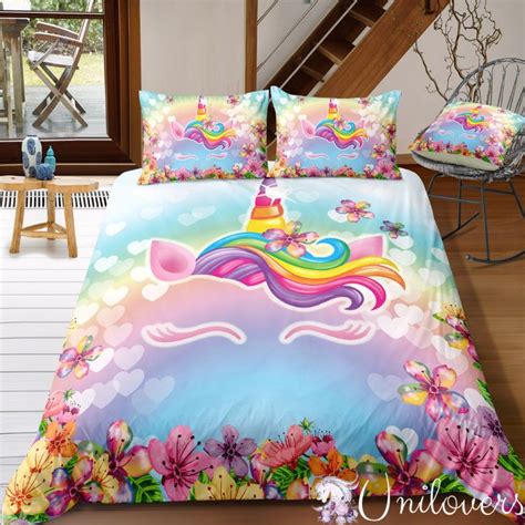 3d Colorful Lash Unicorn Bedding Set Unilovers Unicorn Bedding Unicorn Duvet Cover Bedding