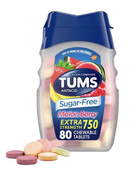 TUMS Extra Strength Chewable Sugar Free Antacid Melon Berry 80ct